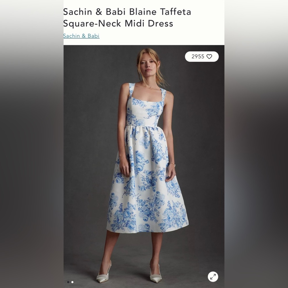 Sachin & Babi Blaine Taffeta Square-Neck Midi Dress